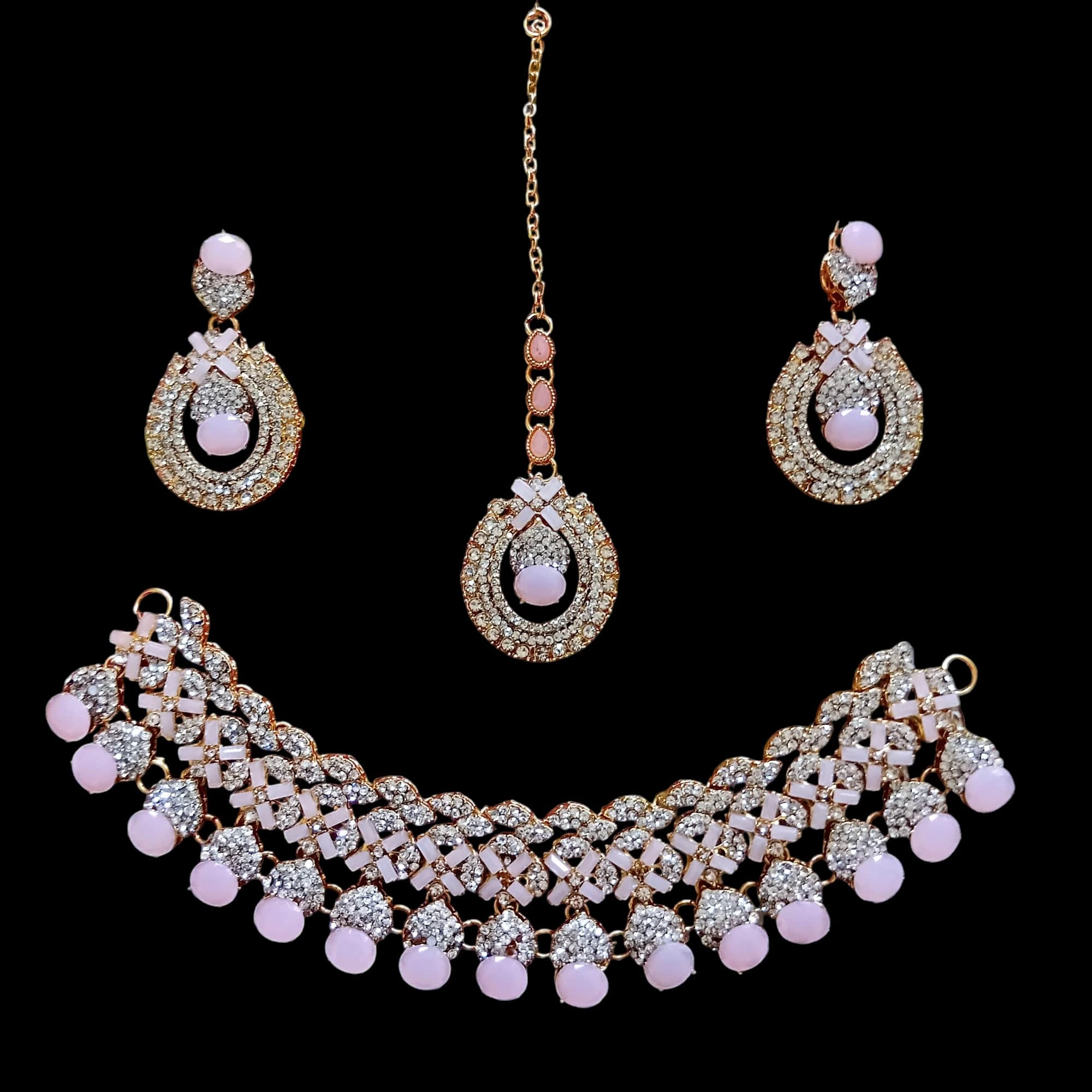 Buy Violet colour jewellery set with necklace , earrings and tikka at best price in pakistan